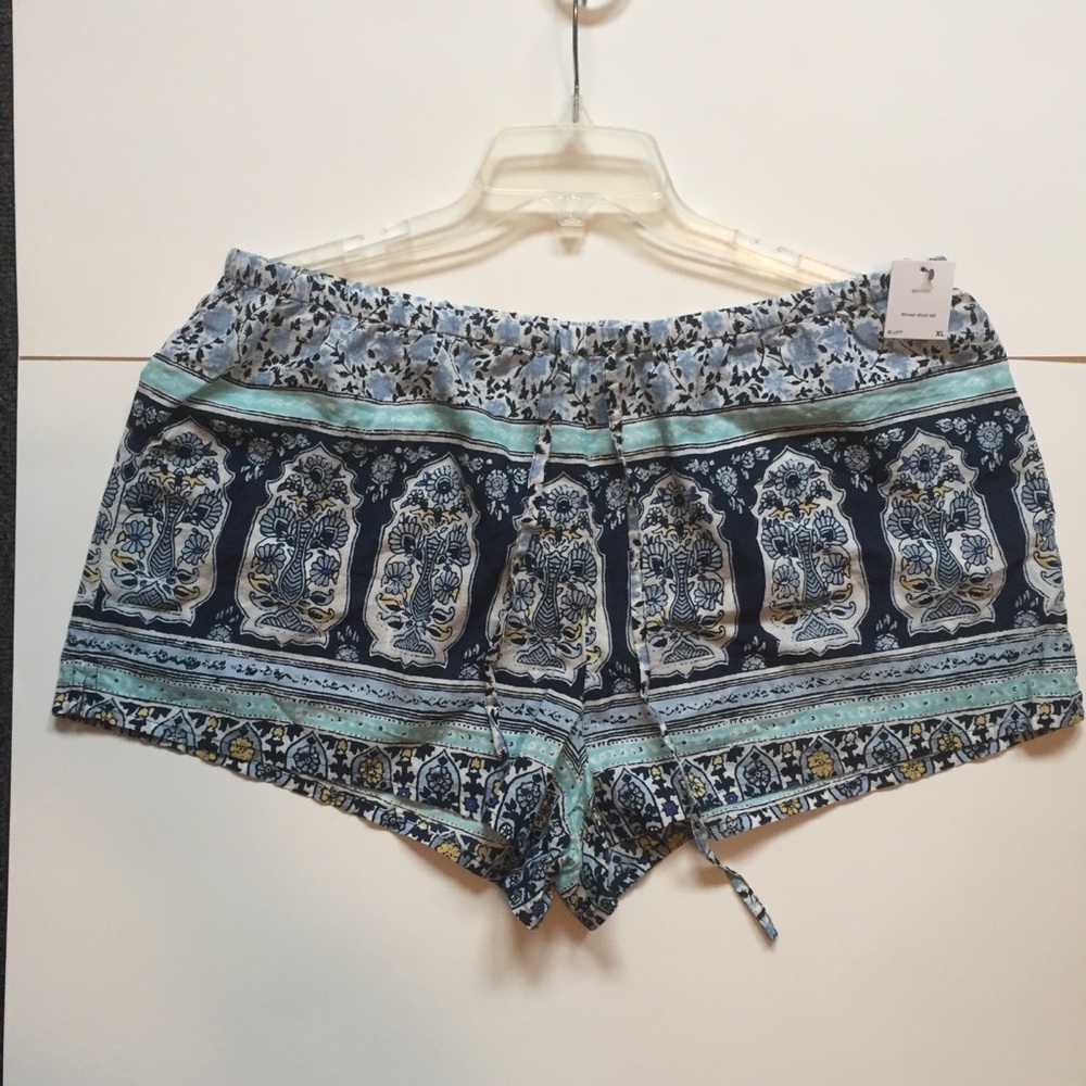 Lucky Brand Woven Floral Pajama  Short Blue